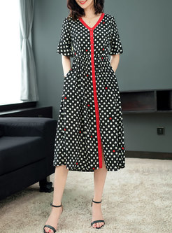 Black Polka Dots A Line Dress